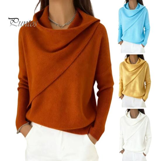 Weiche Herbstoberteile Damen Rollkragen Strickpullover, Einfarbiger Langarm-Oberteil Pullover, Herbst Winter Warm Locker Lässig Strickwaren Pullover