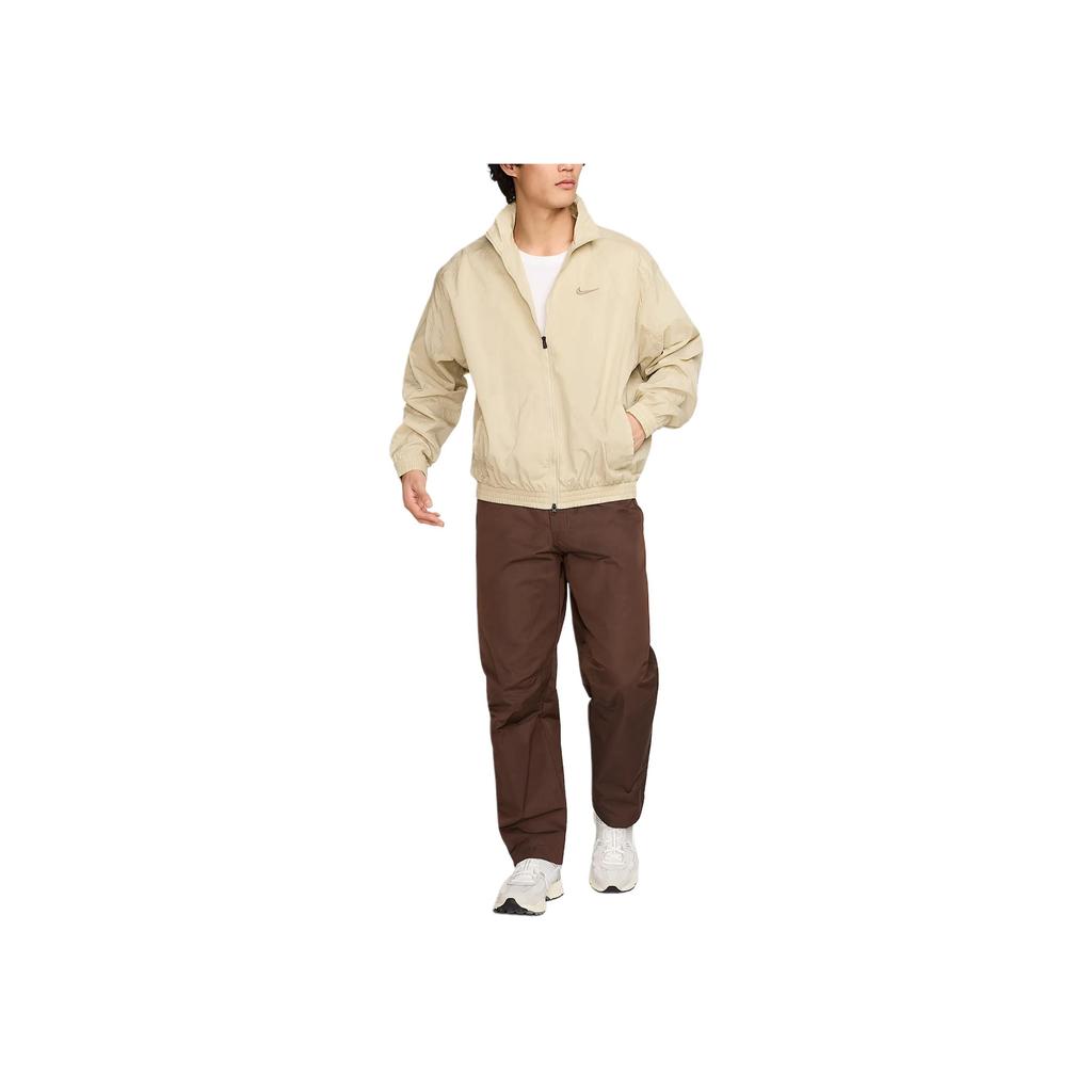 Nike Solid Color Zipper Logo Loose Jacket Men jackets Beige HV6918-251