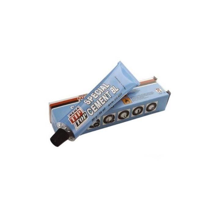 Ciment spécial pour réparation de pneus - TIP TOP - Tube 30g - Couleur bleue - Pour moto - Vulcanisation