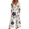 Women's Loose Casual V-Neck Printed Jumpsuit Slim Fit Wide Leg Jumpsuit Wide Leg Jumpsuit