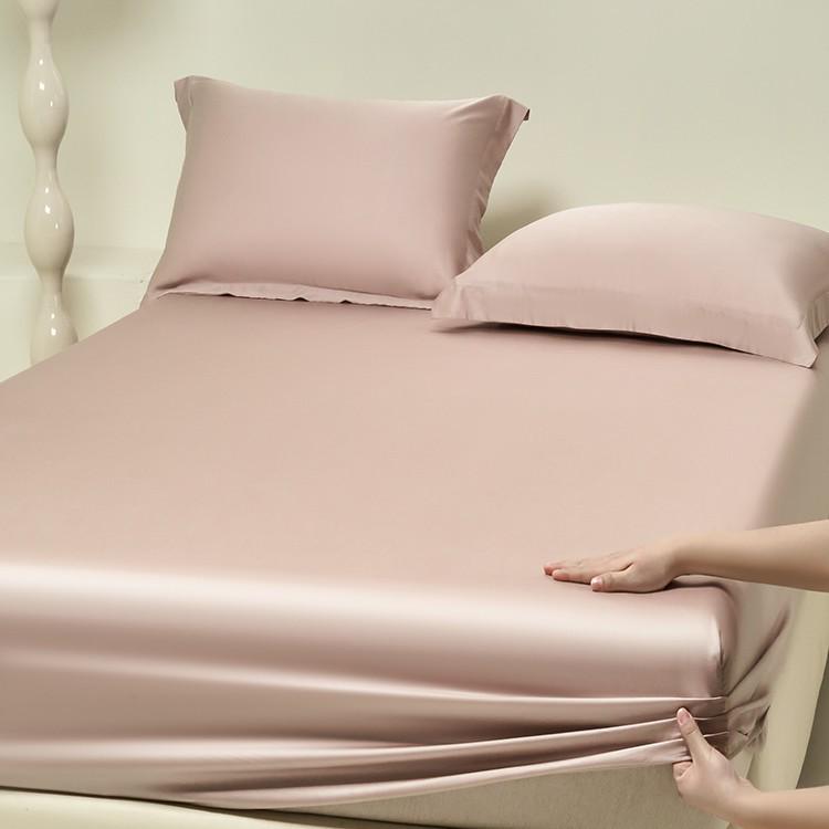 Solid Color 100s Tencel Fitted Sheet Set: Mattress Protector & Enclosed Three-Piece Style