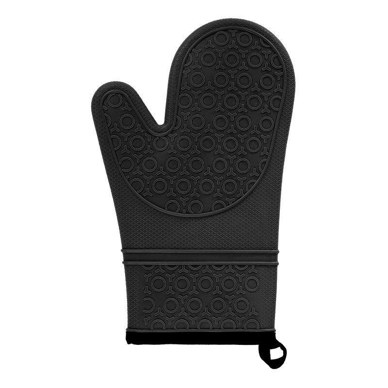 Auf Lager Doppellagiger Silikon-Küchen-Backofenhandschuh mit Baumwollkante