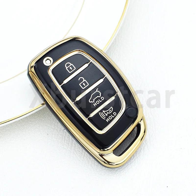 4 Buttons TPU Auto Shell For Hyundai Tucson Santa Fe Rena Sonata Elantra Creta Ix35 Ix45 I10 I30 I40 Car Smart Key Case Cover