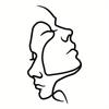 Figurative Couple Headshot Wall Decor - Abstract Line Silhouette Metal Iron Art | Stylish Sticker Mural and Wall Decorations