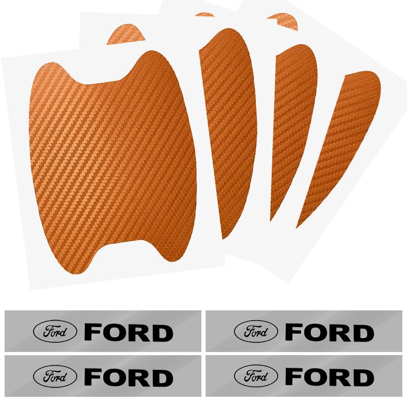 Car Door Sticker Carbon Fiber Scratches Auto Handle Protection Film For Ford Mustang Spoiler Shelby GT 350 500 Cobra E Focus 2 3 MK3 Kuga