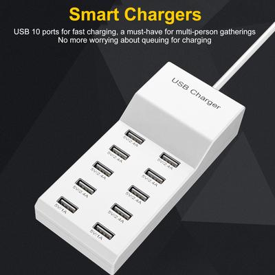 USB Charging Stations 50W 10 Ports USB Chargers Portable Charging Socket for Multiple Devices
