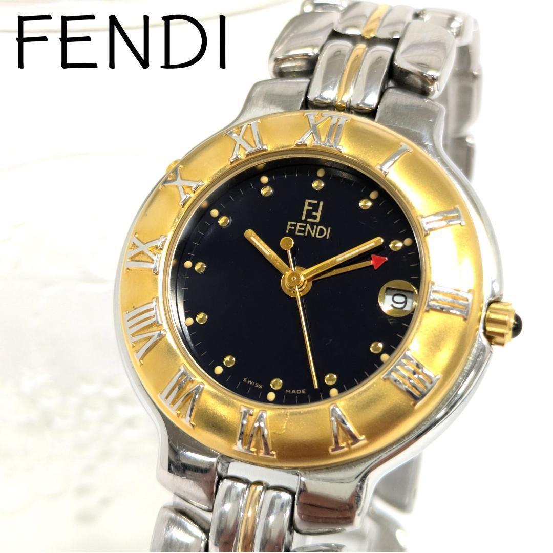 Used Working FENDI Quartz Men s Watch Date Genuine Belt Round