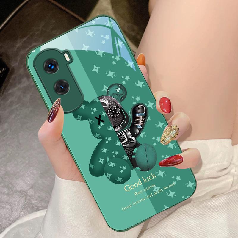 Brown Machine Bear For Honor 200 90 8X 9X Pro Lite P50 P40 Nova 10 11i P60 Magic4 6 Mate 20 50 Tempered Glass Phone Case