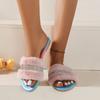 2024 Winter Bright Diamond Non-slip Home Flat Slippers Female Platform High heel Outside Wear Sandals Warm Versatile Women Shoes