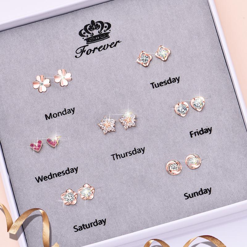 2025 Women's Sterling Silver Stud Earrings Set - Luxurious Gift Box for Wife or Girlfriend