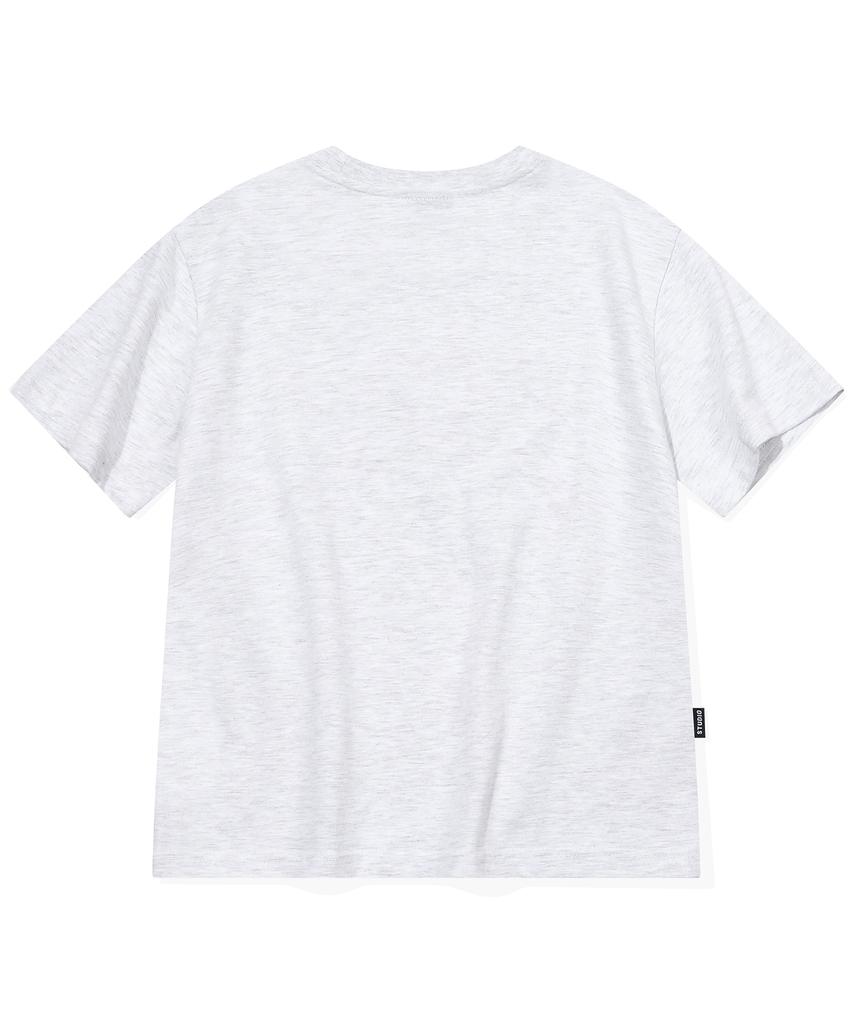 CPGN STUDIO Dear Bloom Crop Short Sleeve T-Shirt Melange White