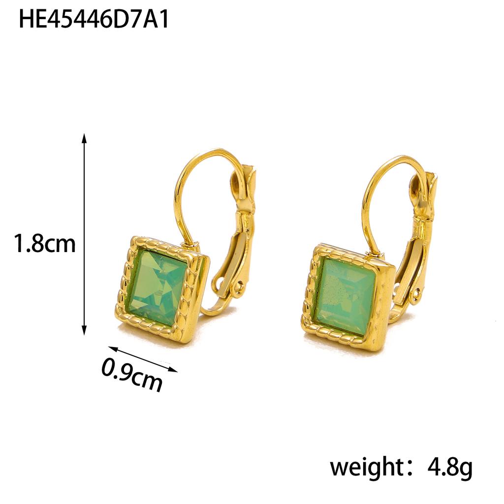 CARLIDANA Minimalist Women New Square Clip Earrings Tarnish Free 18k Gold Plated Stainless Steel Colorful Zircon Hoop Earrings