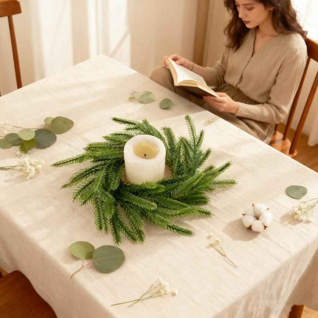 Künstlicher Weihnachts-Seetang-Kerzenleuchter-Kranz, Weihnachts-Tischdekoration, Künstlicher Weihnachts-Seetang-Kerzenleuchter-Kranz