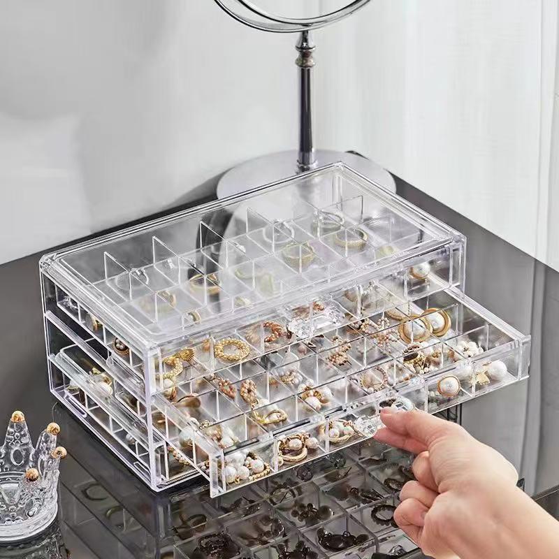 Klare Mehrschichtige Schmuck- & Nagellack-Aufbewahrungsbox - Ausstellungsständer für Ringe, Ohrringe, Halsketten & Kosmetik