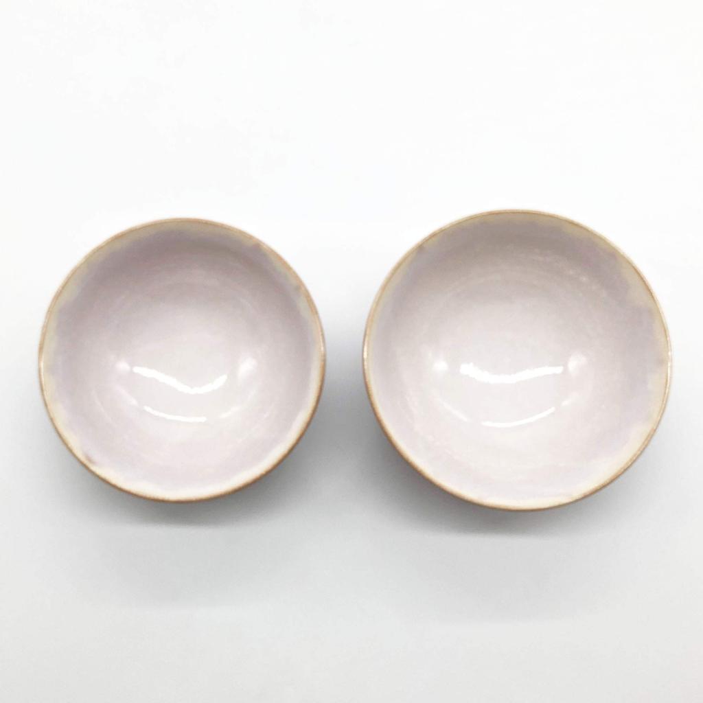 Hagi-Keramik Hagi-lila Paar Reisschalen 6850