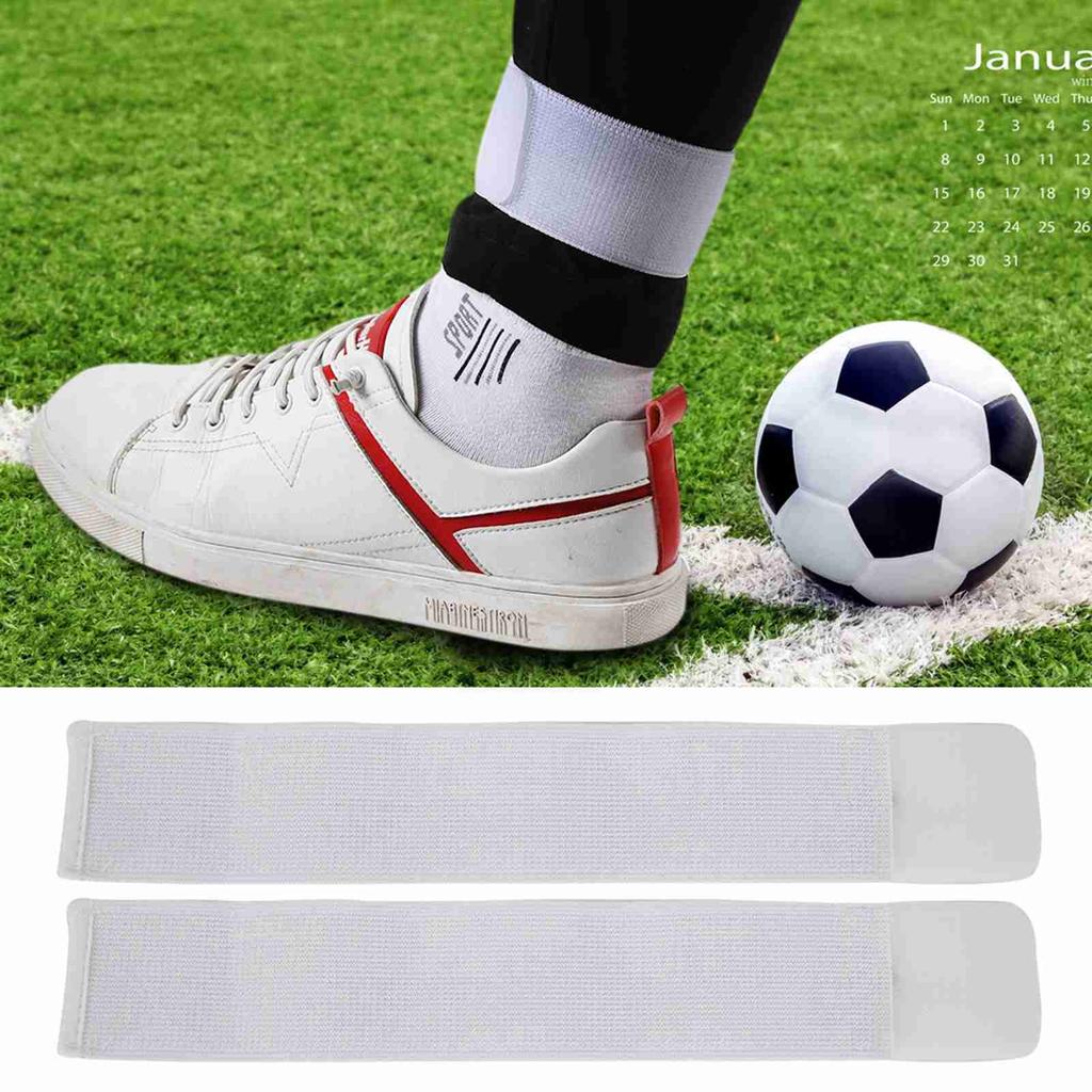 Soccer Shin Guard Fixed Bandage Tape Fastener Shinguard   Elastic Sports Strap(White)