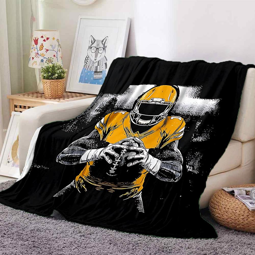 1 Stück Gelbe Rugby-Spieler-Decke, Leichte Flanell-Kuscheldecke für Sofa, Bett, Reisen, Camping, Wohnzimmer, Büro, Couch, Stuhl und Bett