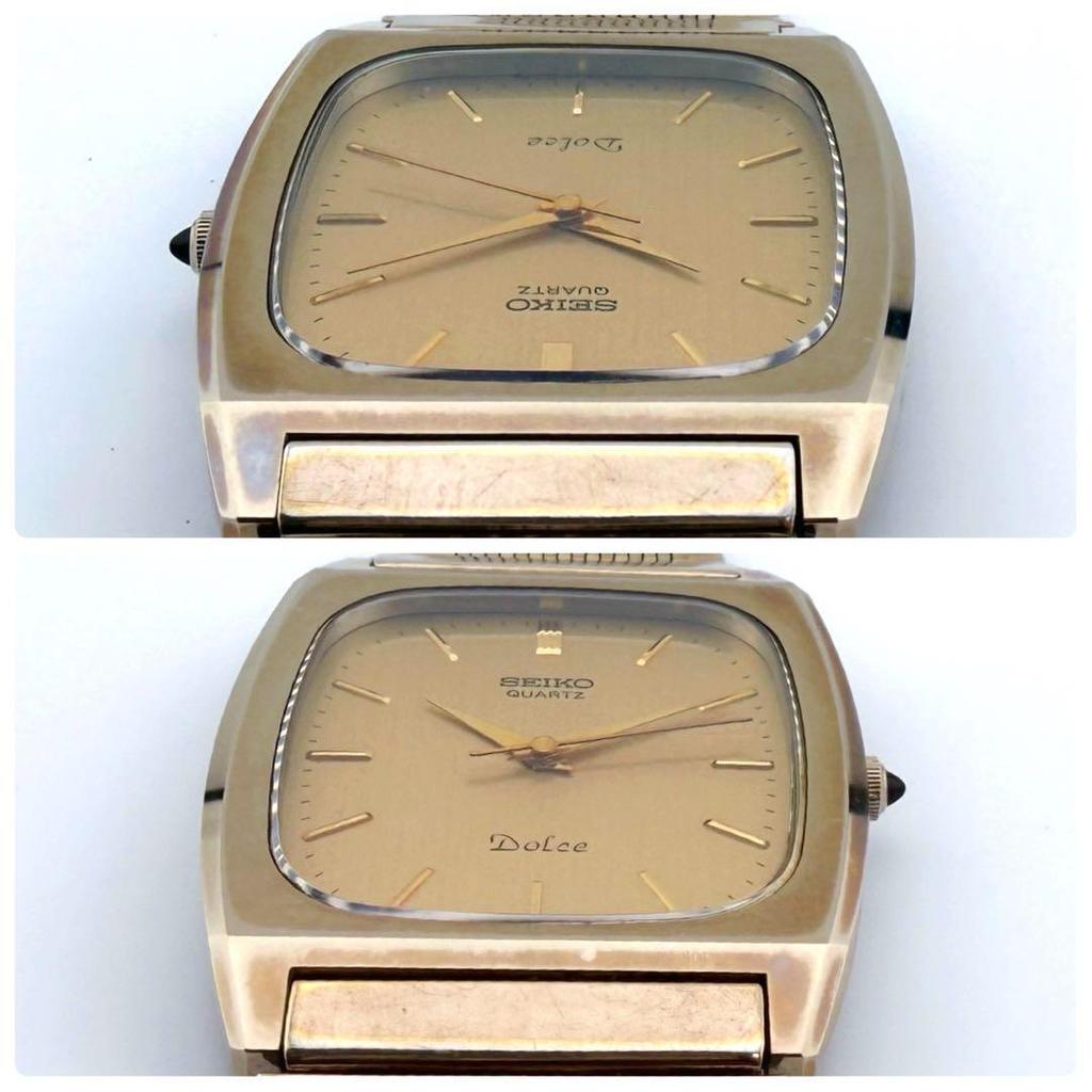 SEIKO Dolce Quartz Gold Tungsten Carbide Case Bracelet Vintage Manufactured 1985 7731-5100