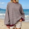 Women's Striped Sweatshirt, Casual Pullover Top for Everyday Wear