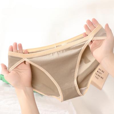 Solid Color Sports Style Girls' Plus Size Underwear Sexy High Slit Antibacterial Comfortable Simple Fashionable Triangle Panties