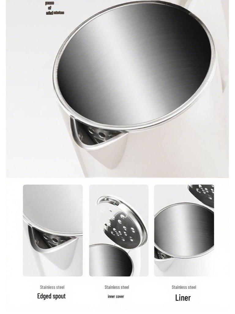 Stainless Steel Electric Kettle with Double Layer and Automatic Shut-Off, Large Capacity