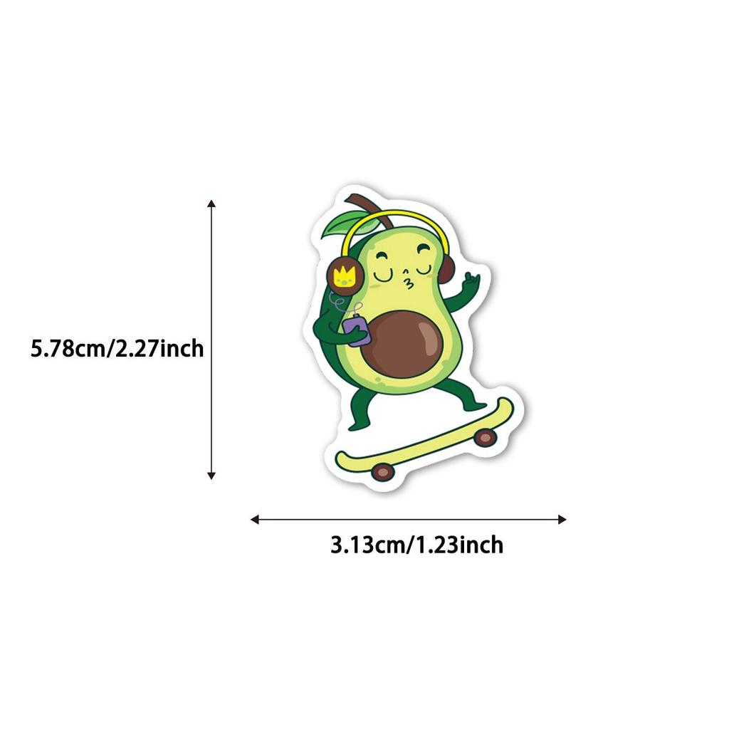 52PCS PVC Cartoon Avocado Stickers for DIY Notebook, Luggage, and Planner Decoration