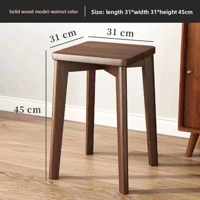 Modern Dining Stool Set - Solid Wood Upholstered Seat, Stackable Study Chair & Wear- Resistant Tech Fabric Bench for Home Cafe