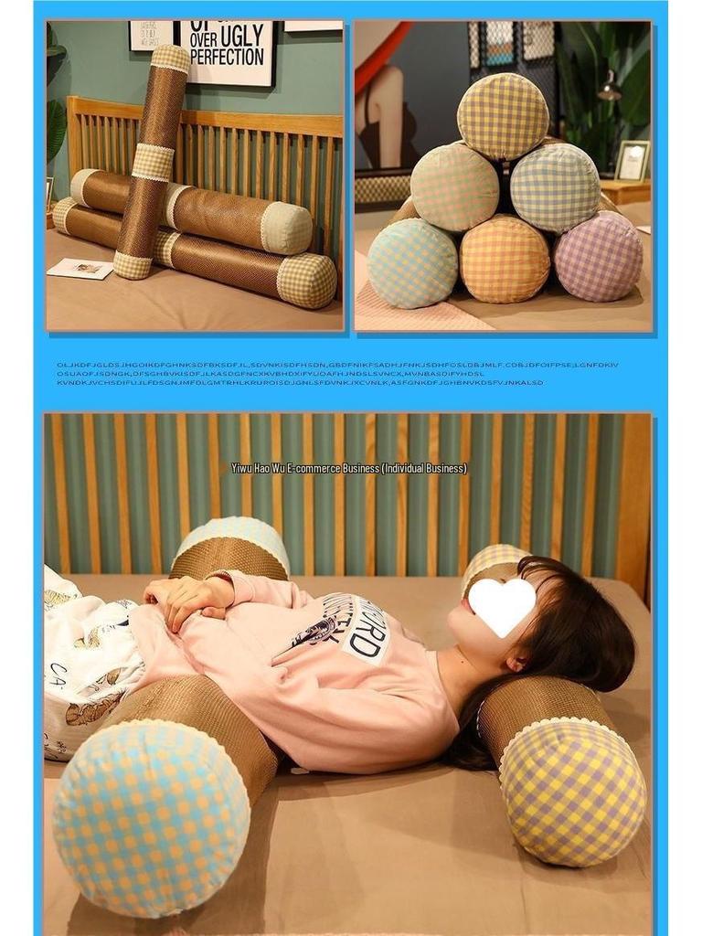 Breathable Linen Cylindrical Cooling Pillow for Girls' Bedroom