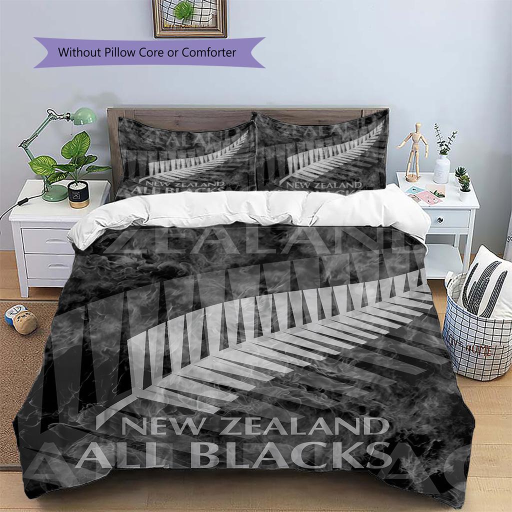Ropa de cama con patrón de Rugby de los All Blacks Decoración del hogar Regalo de Cumpleaños (1 * funda nórdica + 2 * fundas de almohada, sin núcleo)