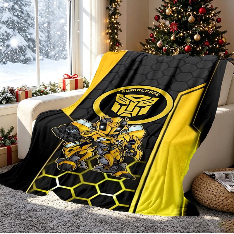 Robot Pattern Blanket for Home Decoration, Bed, Sofa, Car Travel, Camping, Suitable for All Seasons, Birthday Christmas Gift