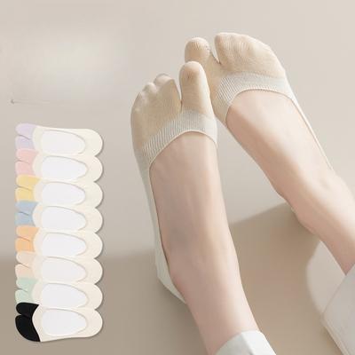 Split-toe Boat Socks, Women's Shallow Mouth Invisible Two-toe Socks, Summer Thin Cotton Socks, Anti-slip and Non-dropping Heel Short Socks