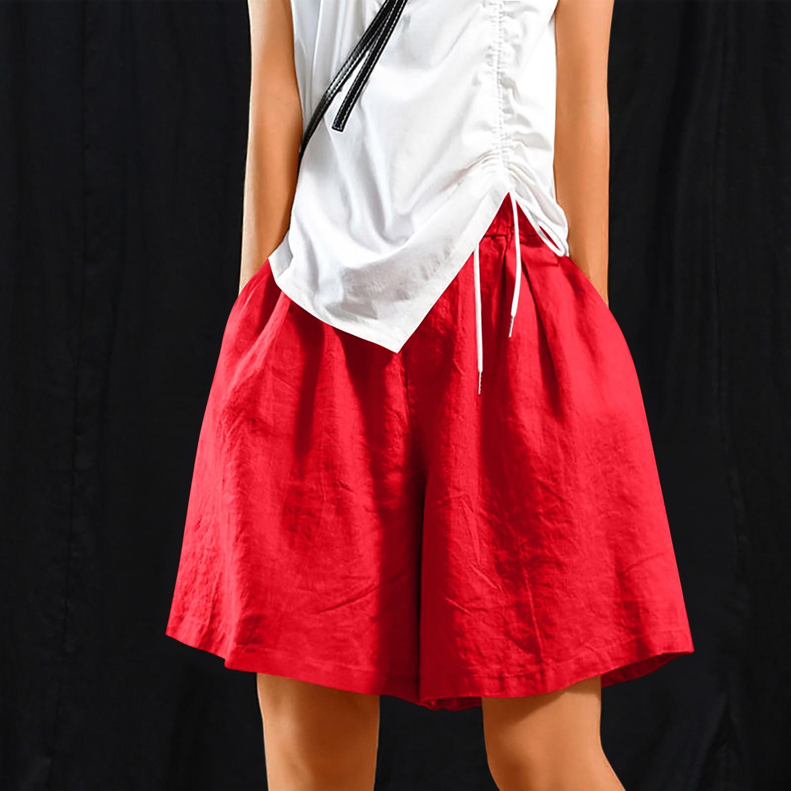 

Женские модные повседневные однотонные брюки с карманами, шорты S красный