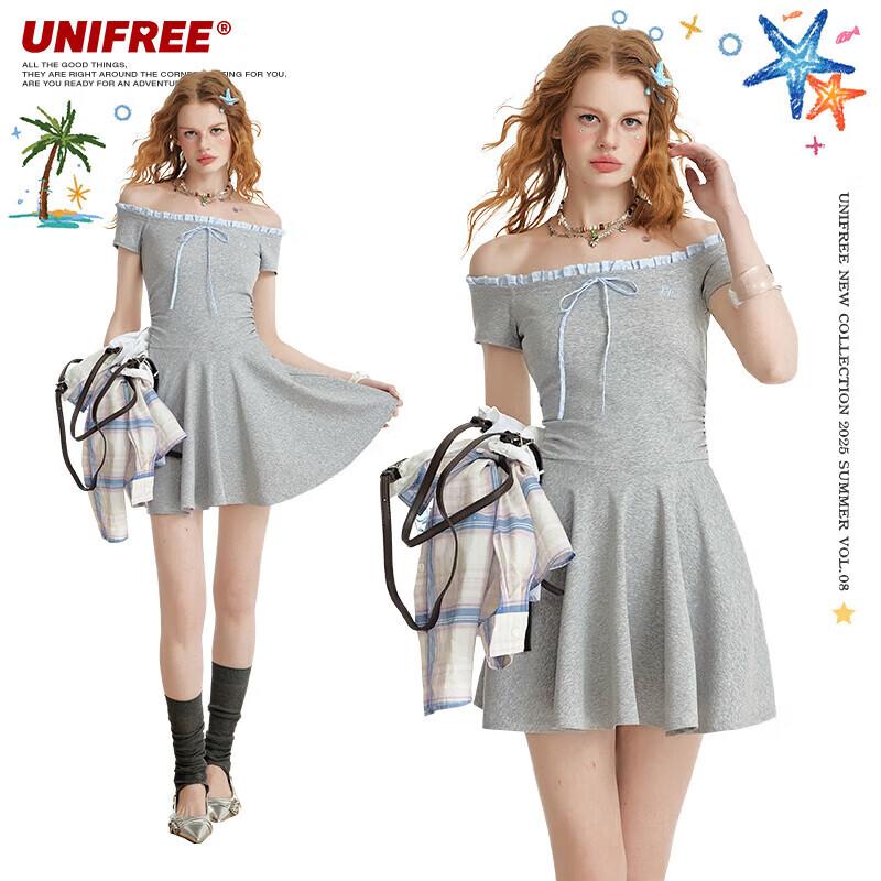 

UNIFREE Sweet Off-Shoulder Bowknot Mini Dress M