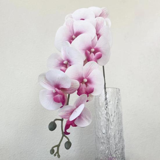 Orquídeas polilla artificiales de 9 cabezas, flores de seda falsas realistas, centro de mesa para bodas, fiestas, hogar, oficina, decoración de ramas florales de Phalaenopsis falsa