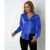 Women's Satin Shirt Simple V-neck Button Blouse Loose Long Sleeved  Blouses & Shirts