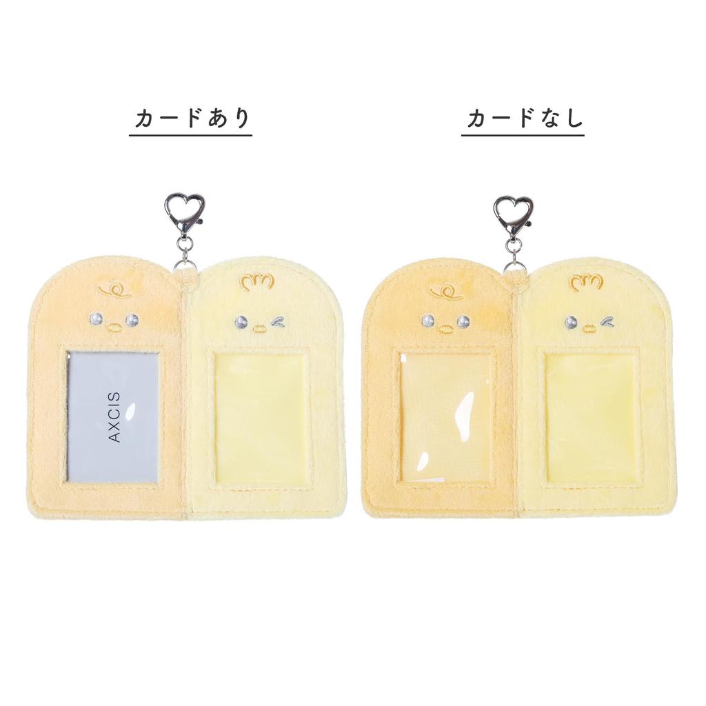 [Osel] L25484 L25485 Dual Photo Card Keychain, Double Frame, White & Yellow, with Ribbon Decoration, Holds 86mm x 54mm Photos, Compatible with Bags