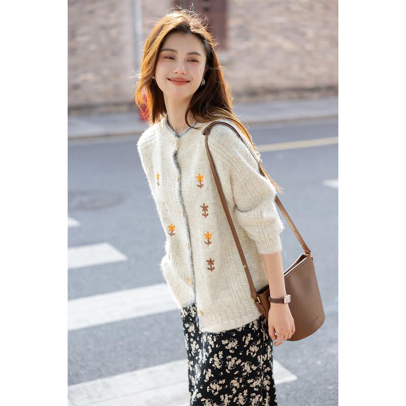 MOKANA Youthful Embroidered Plush Knit Sweater