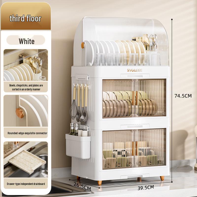 Kitchen Dish Rack with Lid: Bowl, Chopstick, and Cutlery Organizer