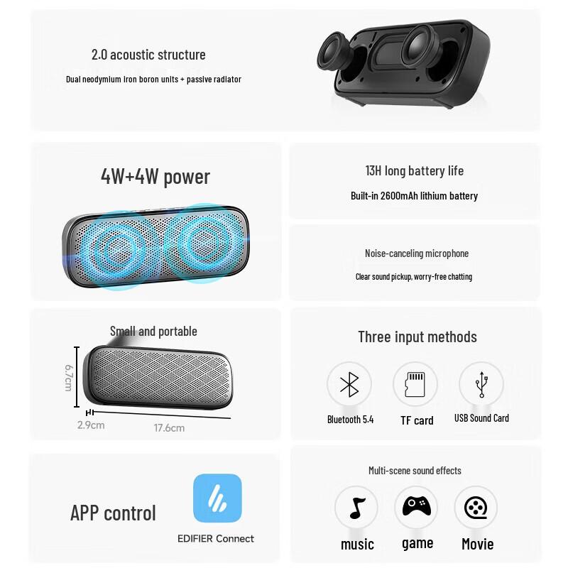 Edifier M125 Portable Mini Bluetooth Speaker CN Plug (adapter Included)