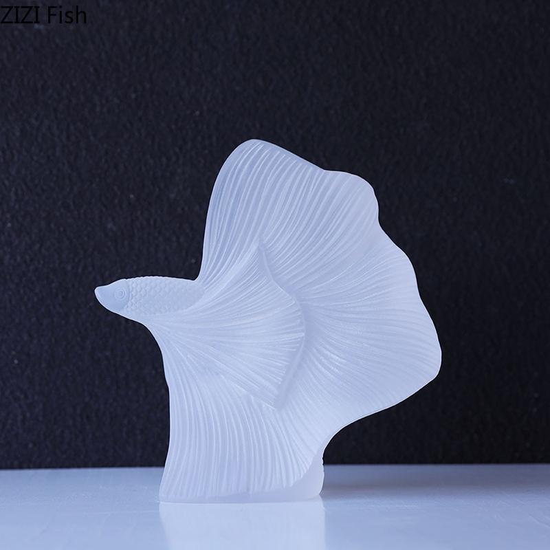Minimalist Transparent Goldfish Sculpture Modern Handicrafts Desk Decoration Abstract Fish Ornaments Home Decor Accessories