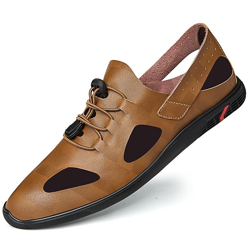 

Летние сандалии для спорта на открытом воздухе с эластичной резинкой, кожаные, дышащие, мягкие подошвы, повседневные, на плоской подошве, модные сандалии, высококачественная пляжная обувь 46 хаки