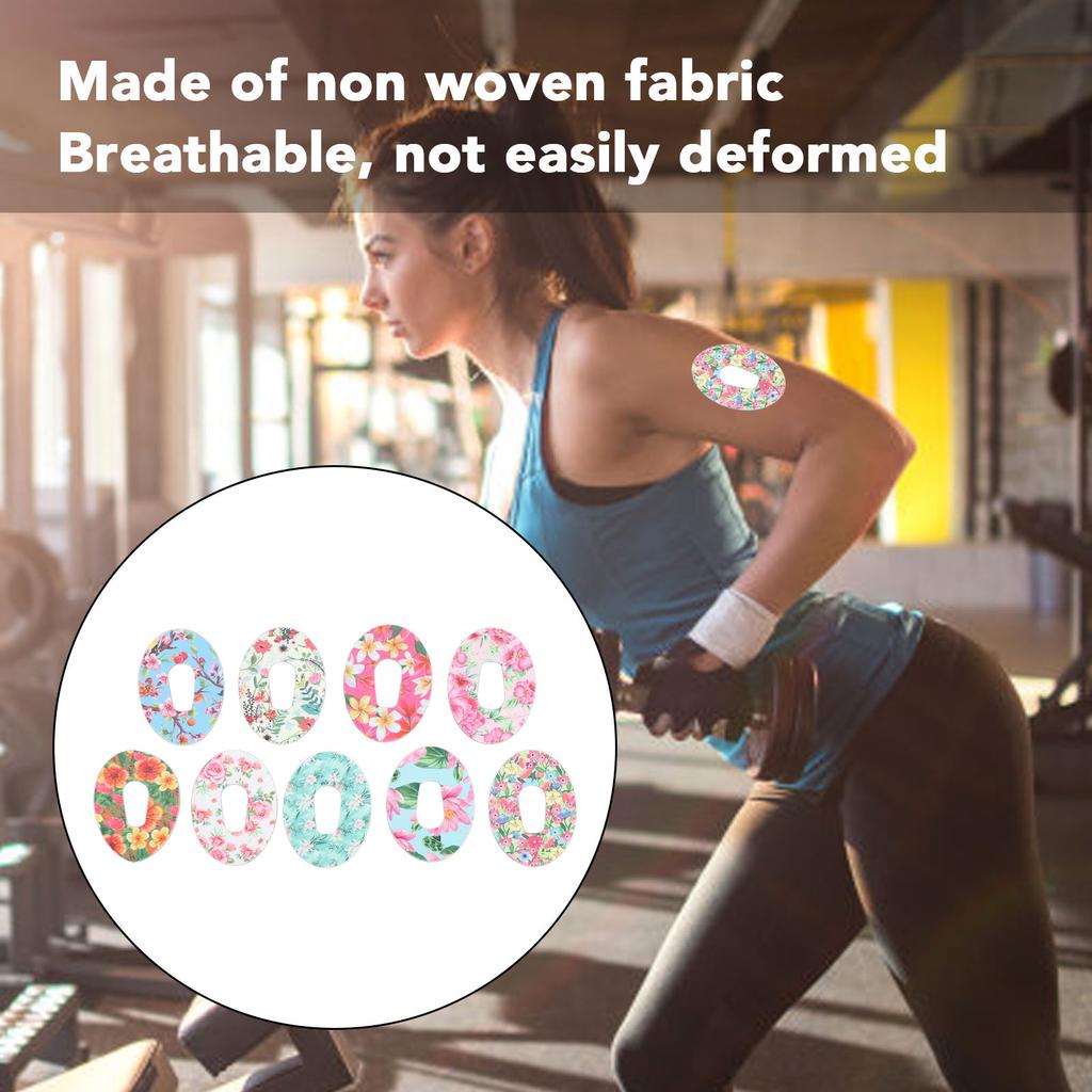 30 Pcs Sensor Covers for G6 9 Flower Patterns Adhesive Nonwoven Pre Designed Hole Breathable Sensor Patches