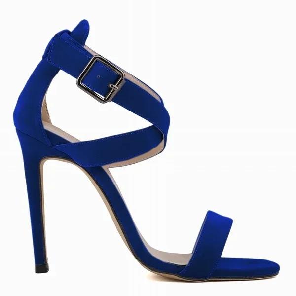 Women Sandals Stilettos  Summer Sexy Pumps 11cm Peep Toe Ankle Strap Velvet Thin High Heels Ladies Party Dress Wedding Shoes