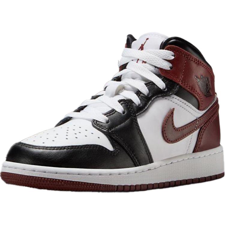Air Jordan 1 Mid SE GS Dark Pony Kids Sneakers White Black HF3193-102