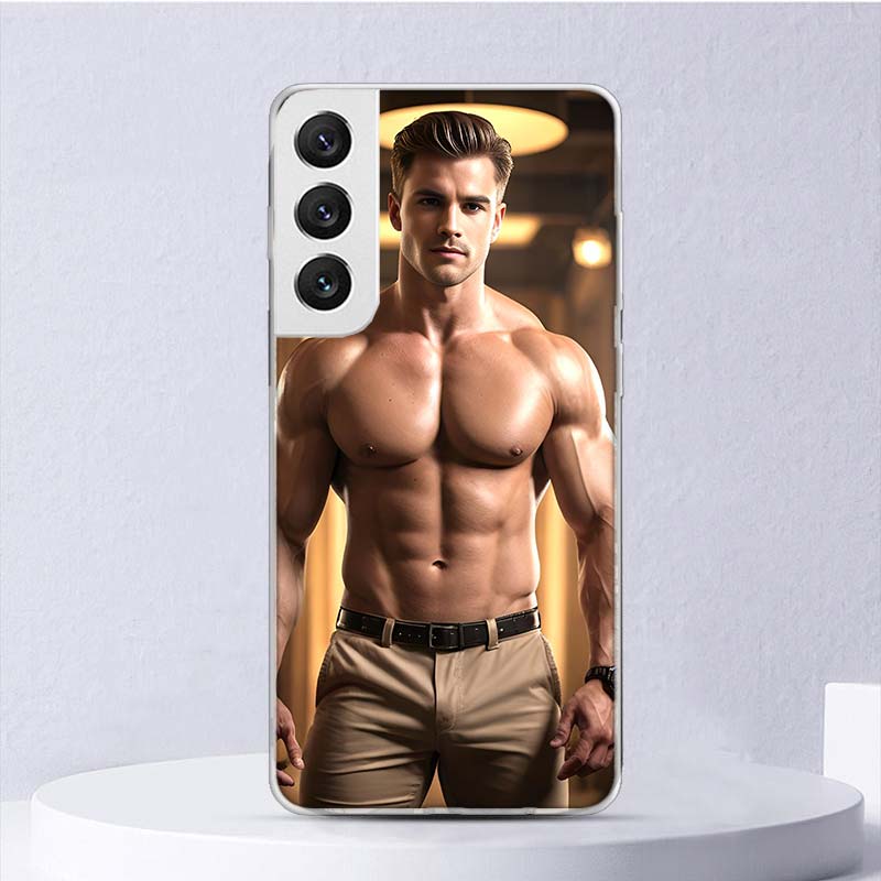 Sexy Muscle Man Gay Fitness Soft Case For Samsung Galaxy S25 S24 S23 S22 Ultra Phone Cover S20 FE S21 Plus S25 Edge + Funda Coqu