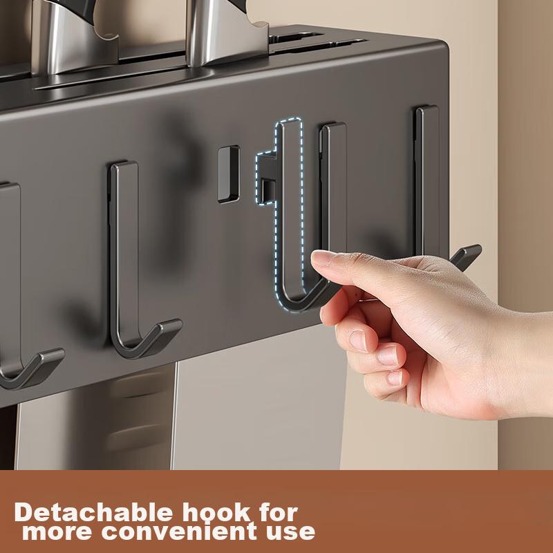 Kitchen Knife Wall-Mounted Multifunctional Knife Holder Storage Rack, No Drilling Required, Chopstick Cage Integrated Storage Rack, Chopstick Tube