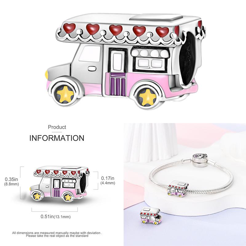 925 Sterling Silver Bicycle Tourist Car Jeep Electric Car Helmet Beads Pendant Charms Fit Bracelet DIY Birthday Jewelry Gift