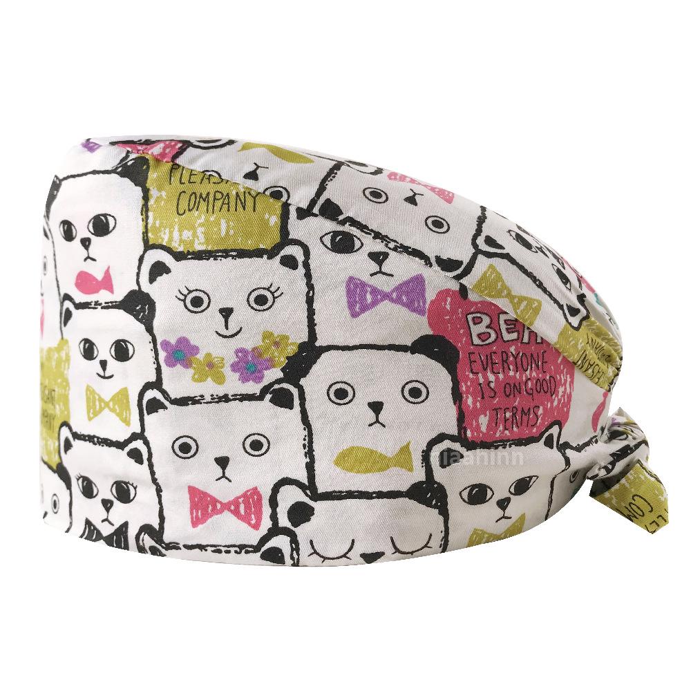 

Женская хлопковая хирургическая шапочка с принтом - Пыленепроницаемая, Дышащая, Потопоглощающая для врачей, медсестер, пациентов на химиотерапии No Button - Adjustable