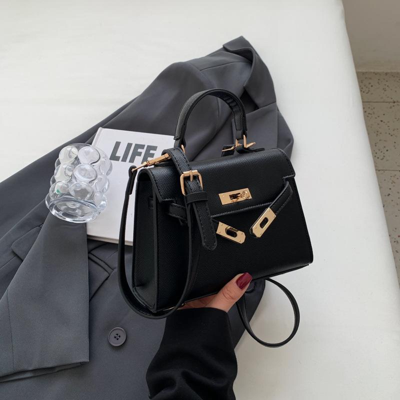 Hand-held small bag women's new trendy fashion European and American lock buckle square kelly bag one-shoulder crossbody bag handbag
