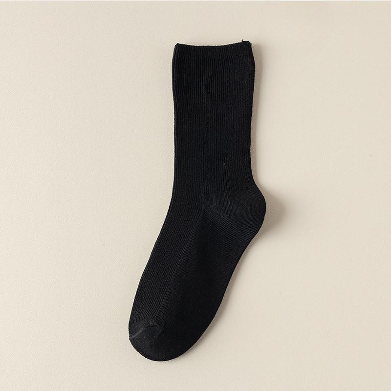 Women's Double-needle Skinny Mid-calf Socks, Sweat-absorbing Thin Breathable Women's Socks, Summer Black and White Socks, Cotton Socks